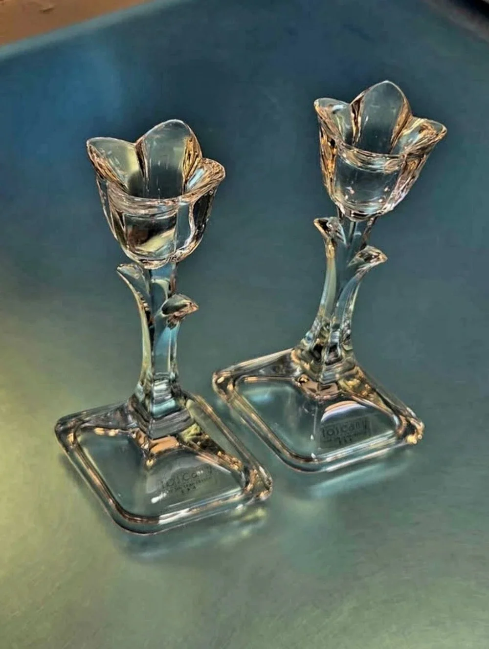 Vintage Toscany 24% Lead Crystal Tulip Candleholders - Set Of 2